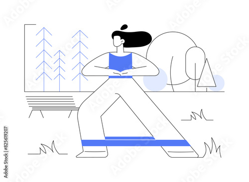 Resistance band workout isolated cartoon vector illustrations.