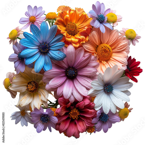 a bunch of colorful flowers arranged in a circle, transparent background png