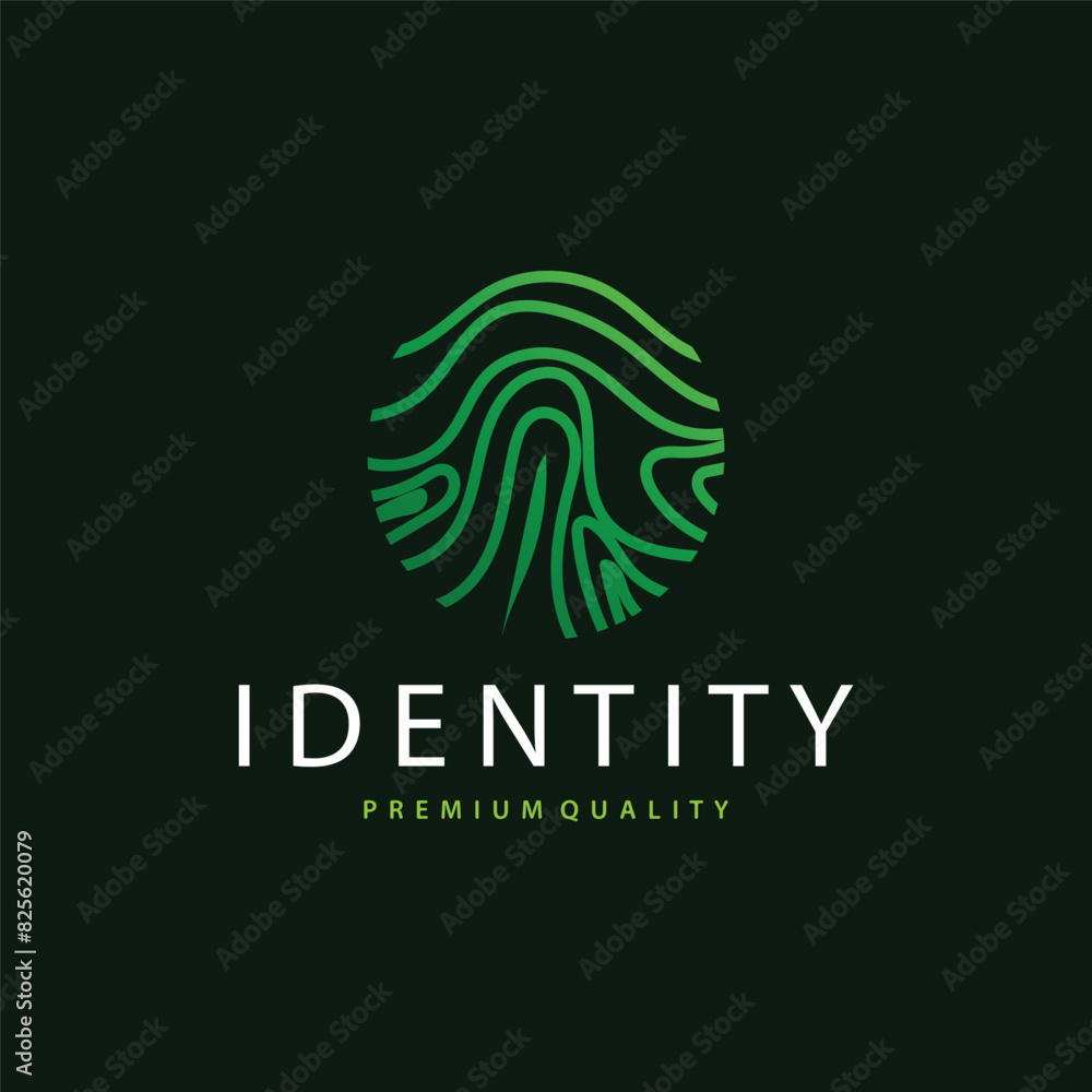 Premium Fingerprint Logo, Human Identity Design Simple Line Model Template Illustration Premium Fingerprint Logo, Human Identity Design Simple Line Model Template Illustration