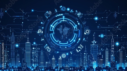abstract cyber future technology with lens camera in business high tech concept isolated in dark background, board future scifi technology with glowing line isolated in dark background 