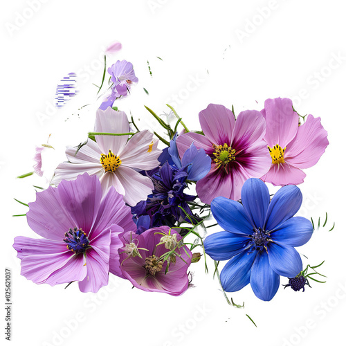 a bunch of colorful flowers on a white surface, transparent background png