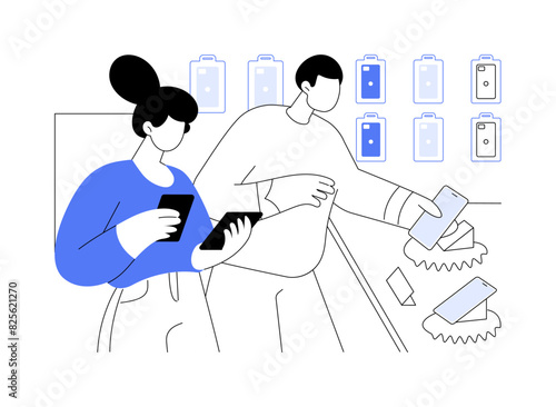 Electronics store isolated cartoon vector illustrations.