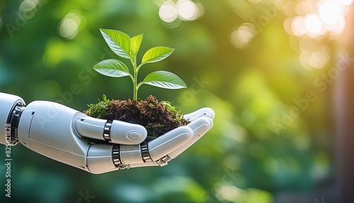 nature
Environmental Environmental technology concept, Robot hand holding small plants, Artificial Intelligence and Technology ecology, Green technology and Environmental technology, AI, generative ai photo