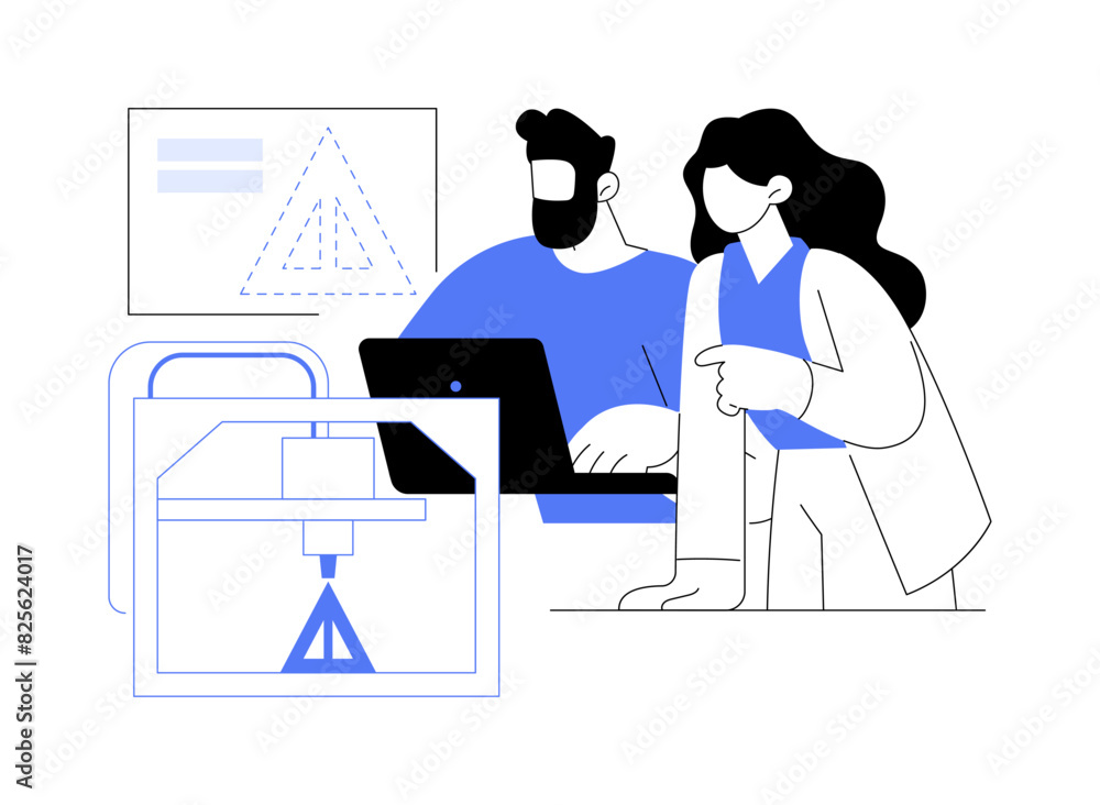 3D object printing isolated cartoon vector illustrations. 3D object printing isolated cartoon vector illustrations.