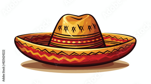 Traditional Mexican wide brimmed sombrero hat sketch