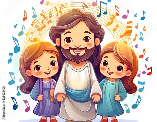 Jesus and the children are together happily.