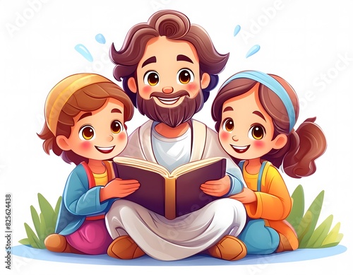 Jesus and the children are together happily.