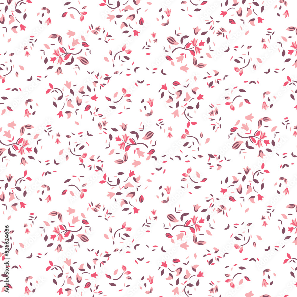 Small leaved scattered wildflowers pattern
