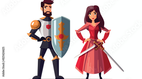 Two knights modern businessman warrior and mediev