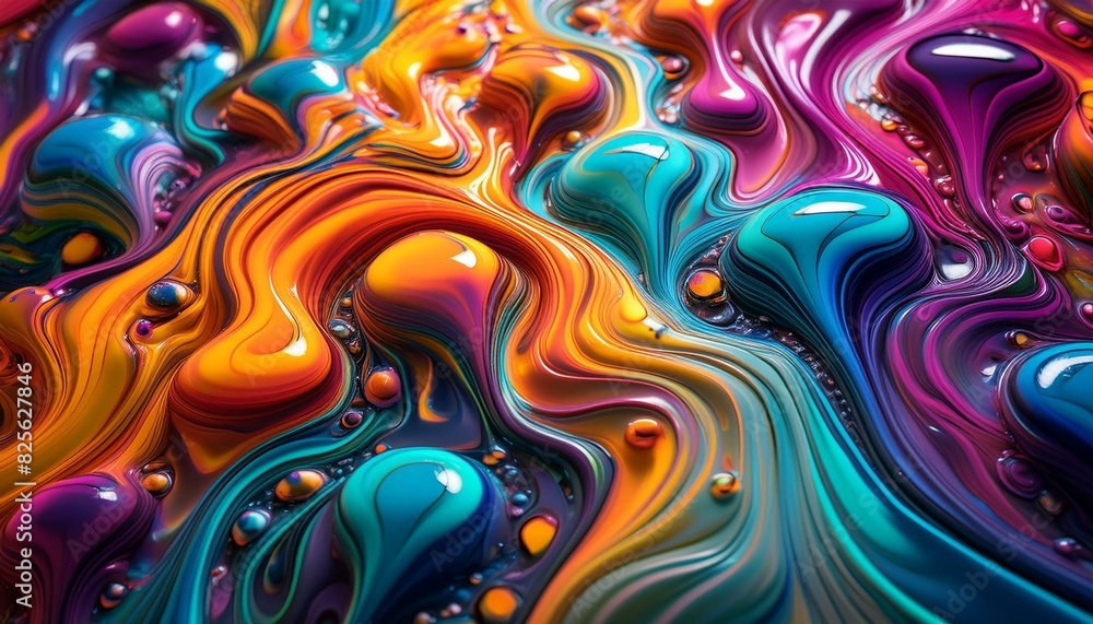Fototapeta premium Psychedelic colorful fluid abstract splash paint