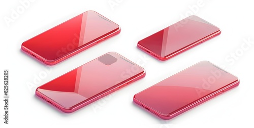 3d vector illustration of glass screenFlooring mobile phone mockup set