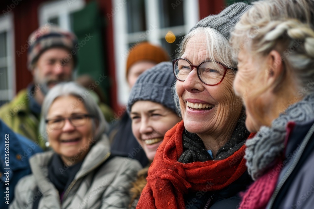 Group of senior women walking in the street at the christmas market Group of senior women walking in the street at the christmas market