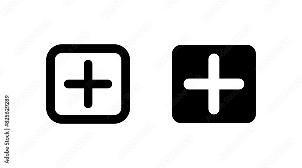 Obraz premium Plus Icon set vectors. Add icon. Addition sign. Medical Plus icon. vector illustration on white background.