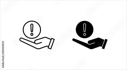 vector icon set of disclaimer symbol triangle, hand, circle with exclamation mark. vector illustration on white background.