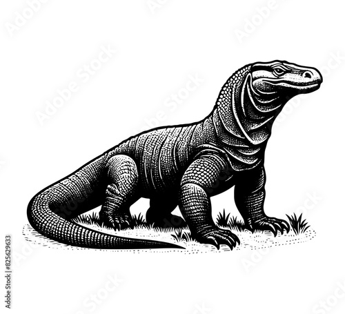 Komodo dragon hand drawn vector illustration © AriaMuhammads