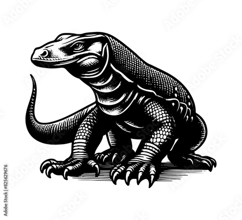 Komodo dragon hand drawn vector illustration