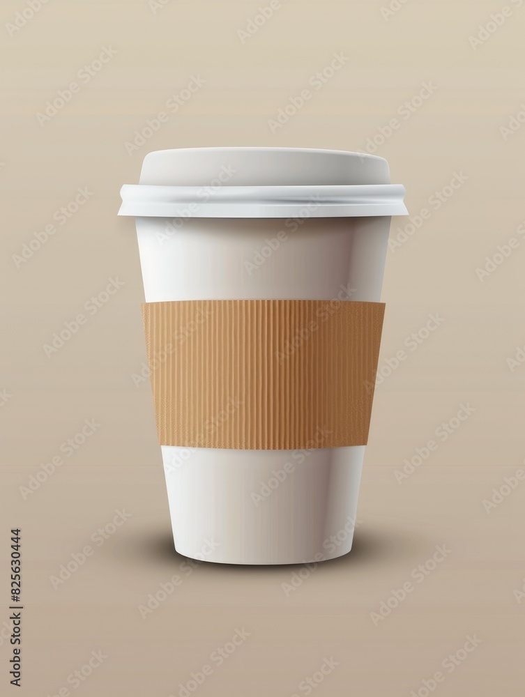 Coffee Paper Cup. Disposable Hot Drink Cup with Lid and Blank Sleeve for Copy Space Coffee Paper Cup. Disposable Hot Drink Cup with Lid and Blank Sleeve for Copy Space