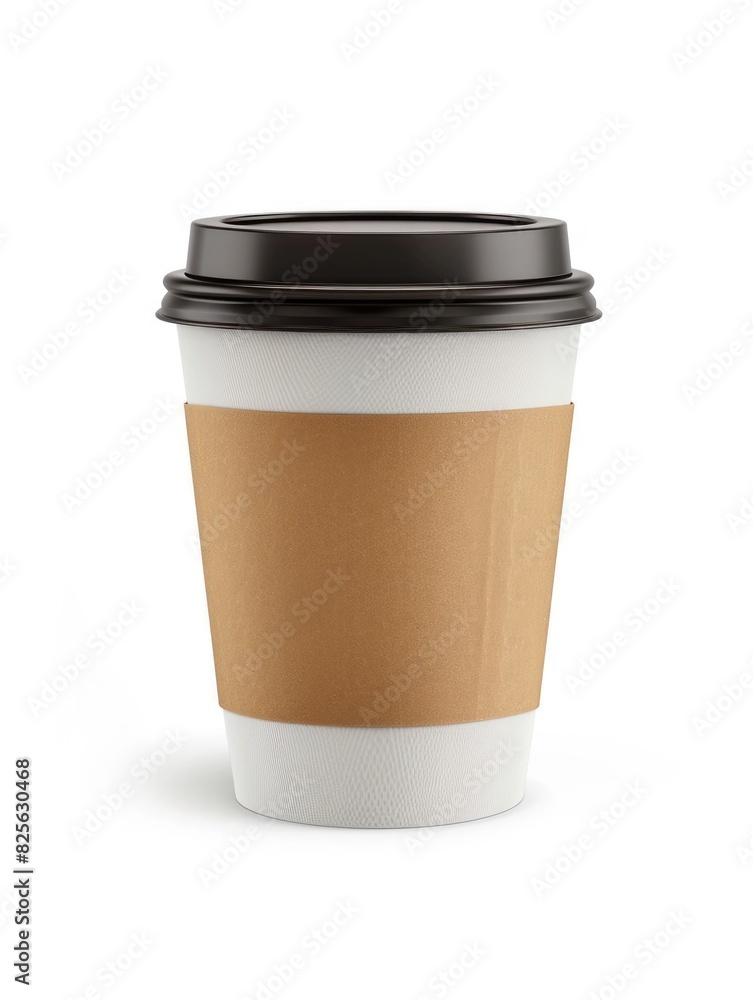 Coffee Paper Cup. Disposable Cup with Lid and Blank Sleeve for Hot Drink Coffee Paper Cup. Disposable Cup with Lid and Blank Sleeve for Hot Drink