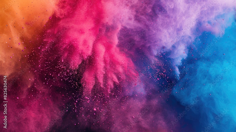 Colored Dust. Powder Explosion with Colorful Splash on Isolated Background