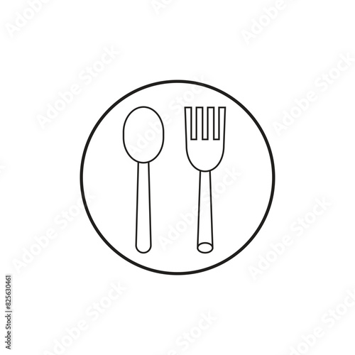 Knife and fork vector icon in black solid flat design icon isolated on white background.