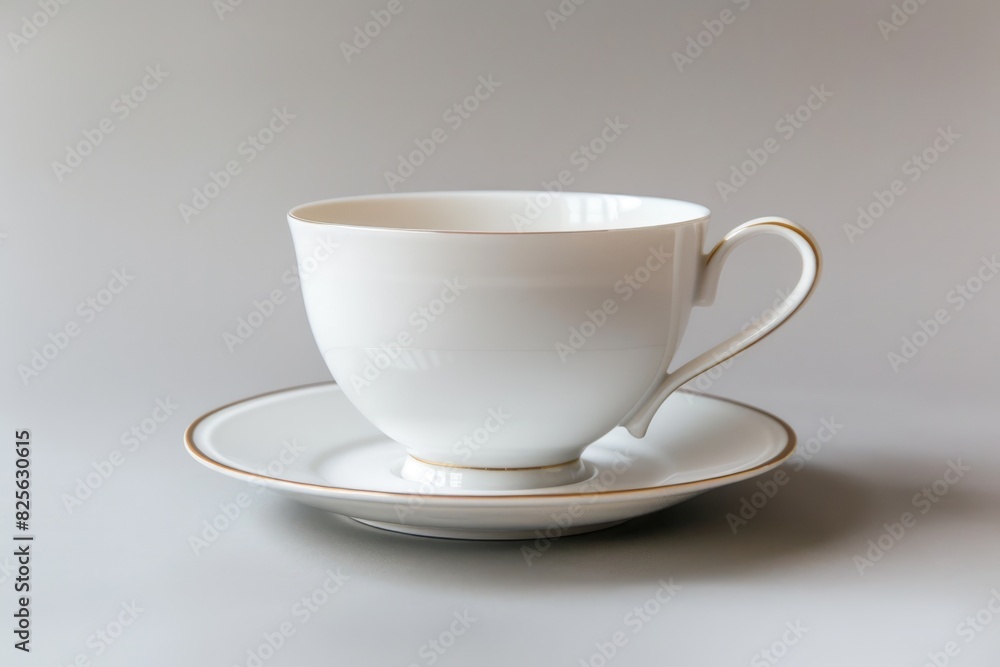 Fototapeta premium Cup And Saucer. White Tea Cup Isolated on Background