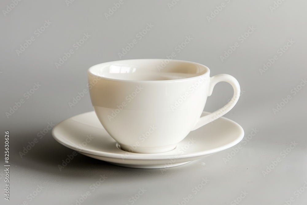 Cup And Saucer. White Ceramic Tea Cup with Saucer on Isolated Background Cup And Saucer. White Ceramic Tea Cup with Saucer on Isolated Background