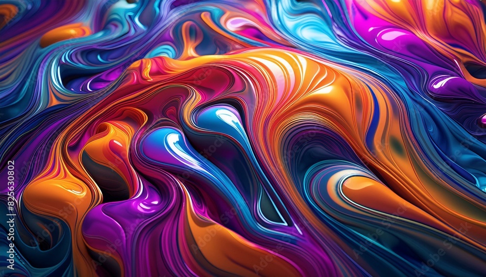 Obraz premium Psychedelic colorful fluid abstract splash paint