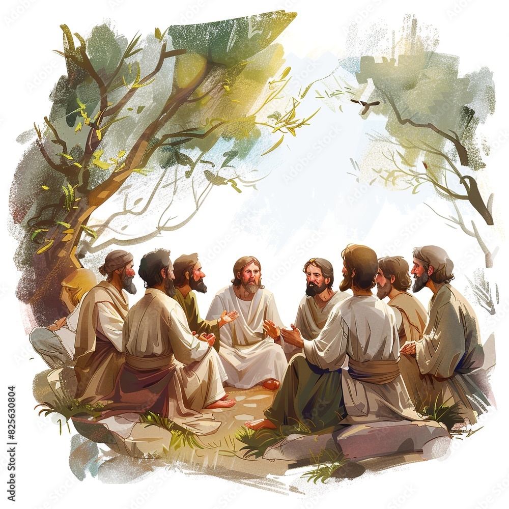 Φωτογραφία Step into the triumphant cartoon scene where Jesus commissions his twelve disciples to spread his message of love and salvation worldwide