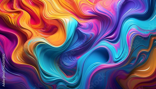 Psychedelic colorful fluid abstract splash paint © Suparjo