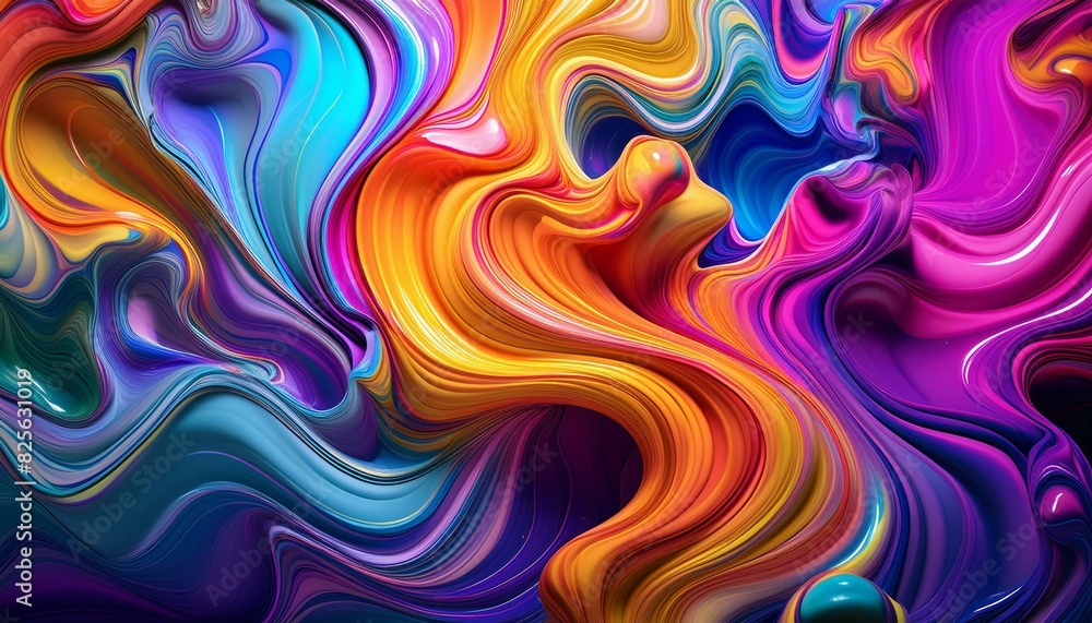 Fototapeta premium Psychedelic colorful fluid abstract splash paint