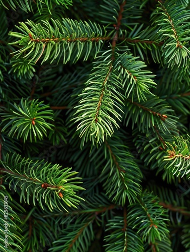 Foliage Evergreen. Pine Tree with Sharp Needles  Symbol of Christmas