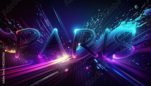 Colorful Digital Paris Text Art Design