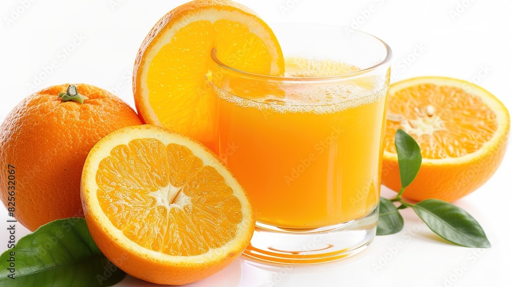 Fresh natural orange juice on a white background suitable for presentations (focus selection). Fresh natural orange juice on a white background suitable for presentations (focus selection).
