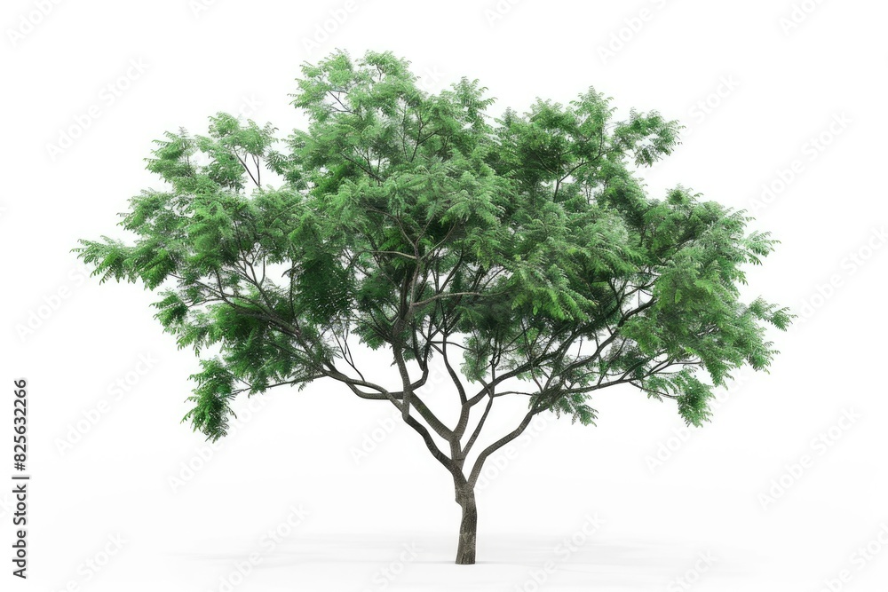 Tree 3D. Isolated Illustration of Lush Green Tree Branches in Nature Tree 3D. Isolated Illustration of Lush Green Tree Branches in Nature