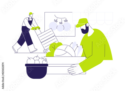 Wholesale fruit market abstract concept vector illustration.