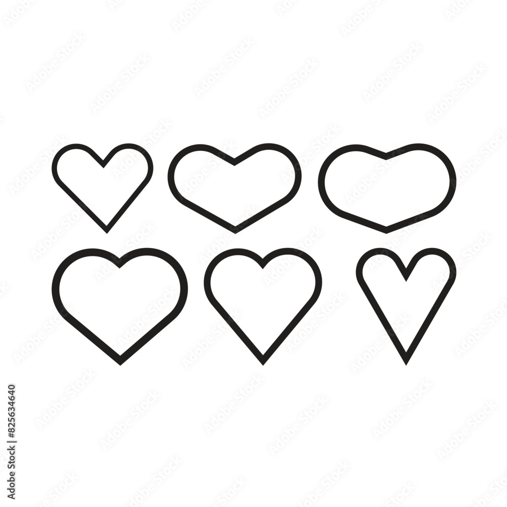 Heart icon set in flat style with background. Heart icon set in flat style with background.