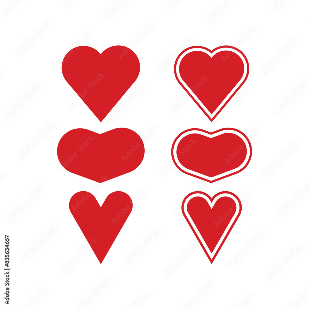 Heart icon set in flat style with background. Heart icon set in flat style with background.