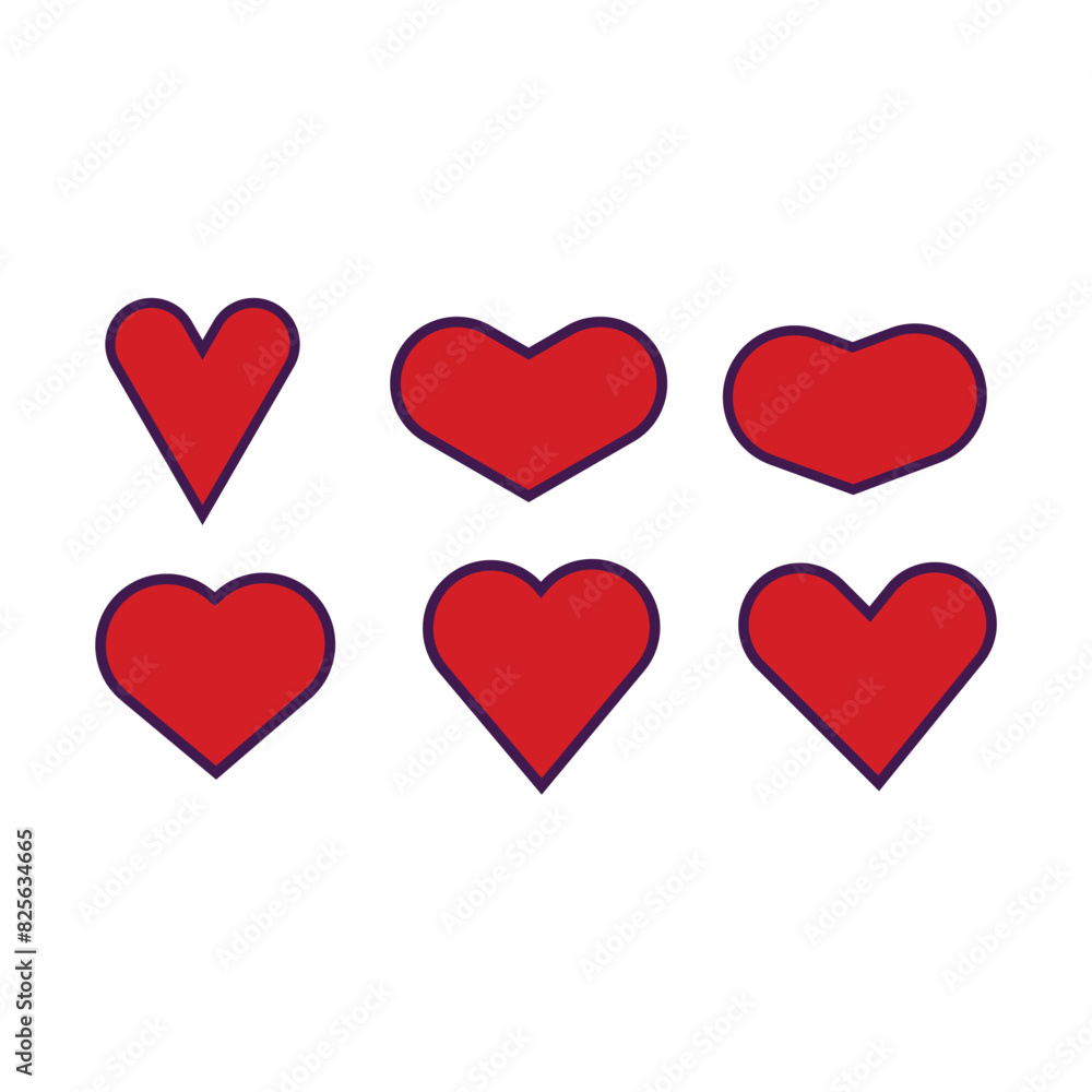Love icon set, in flat style with background. Love icon set, in flat style with background.