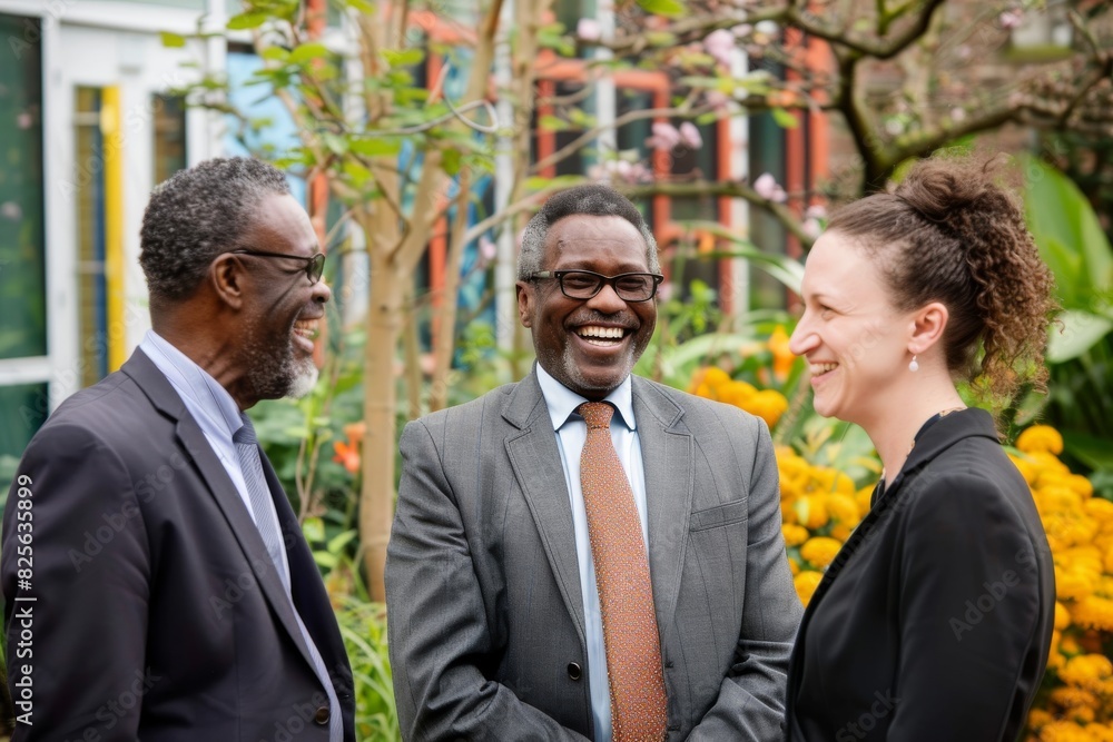 Portrait of a group of multiracial business people standing outdoors. Portrait of a group of multiracial business people standing outdoors.