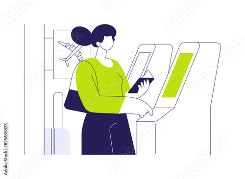 Self-check-in abstract concept vector illustration.