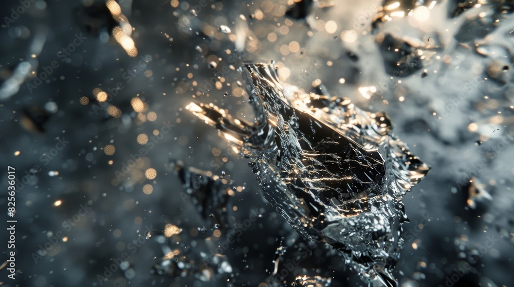 The once solid shape of the particle begins to fragment and break apart ...
