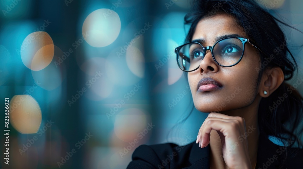 A Thoughtful Indian Businesswoman Contemplates A Problem Solution, Highlighting Critical Thinking And Strategic Planning, High Quality A Thoughtful Indian Businesswoman Contemplates A Problem Solution, Highlighting Critical Thinking And Strategic Planning, High Quality