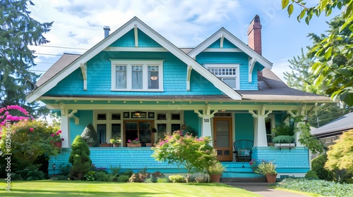 Paint a craftsman-style home in a coastal-inspired aquamarine color