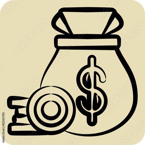 Icon Cash Collection. related to Finance and Tax symbol. hand drawn style. simple design illustration