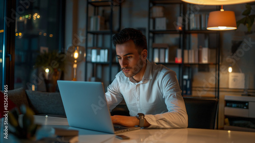 portrait of a modern Arab man working on laptop in a modern office