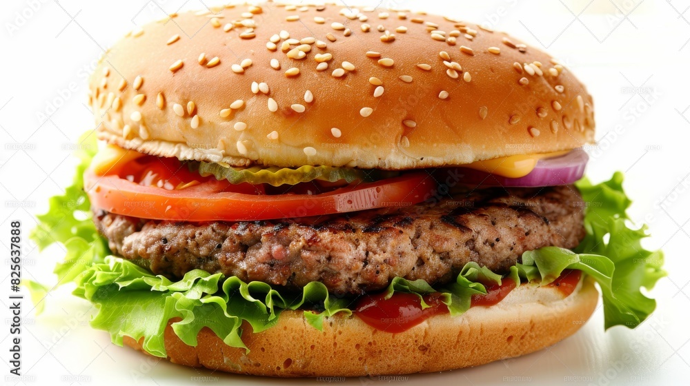 Classic hamburger stock photo, isolated in white. Classic hamburger stock photo, isolated in white.