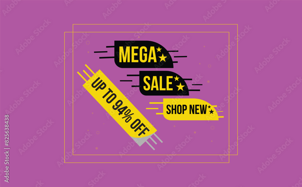 Obraz premium Sale banner template design, mega sale special offer. Up to 94% off