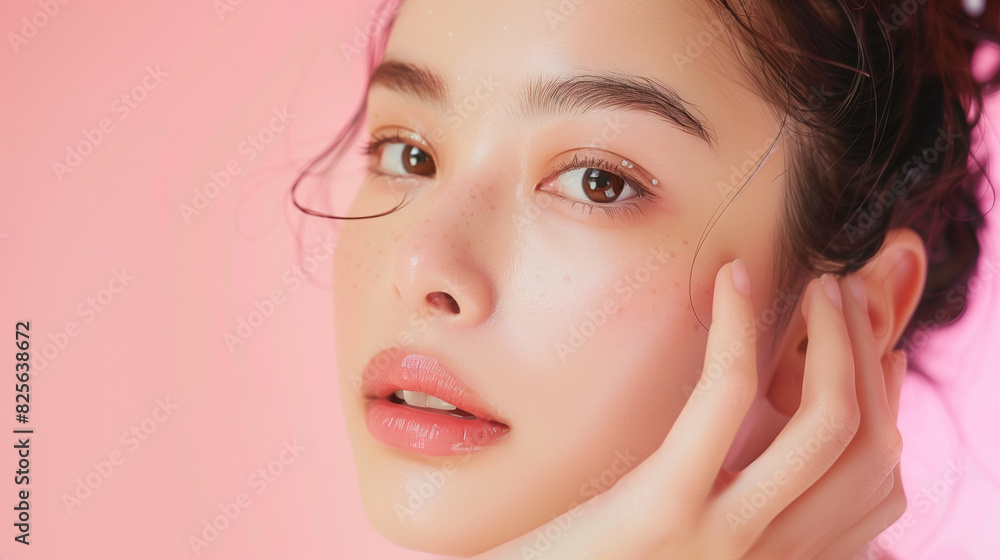 Fototapeta premium 透明感のある10代のナチュラルメイクの女性