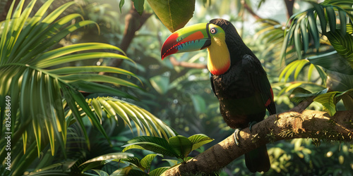 a colorful toucan perched on the branch of a tree in its natural habitat  generative AI