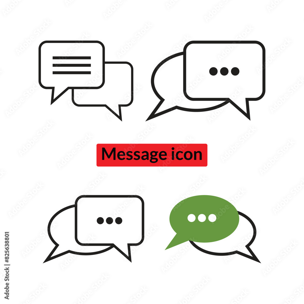 Message icon set in flat style with background. Message icon set in flat style with background.